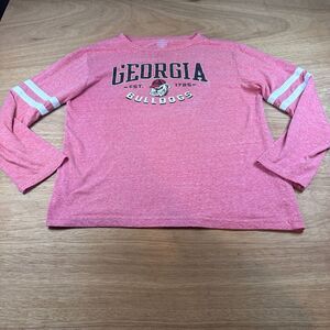 Pro Edge Georgia Bulldogs Womens XL Salmon Pink Burnout Long Sleeve Football Tee